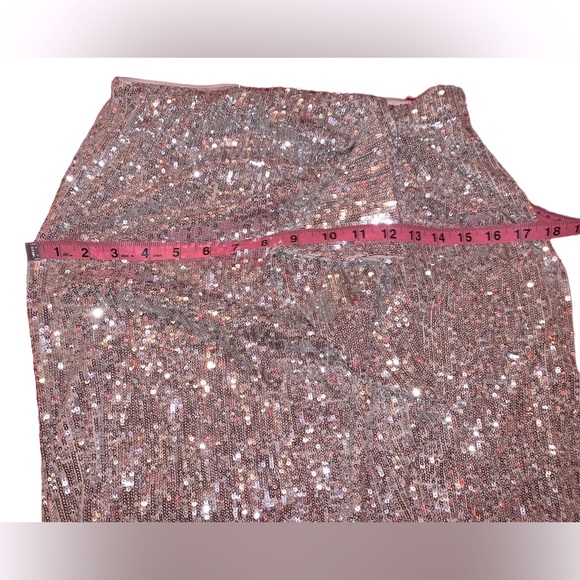 Express Skirts Express Silver Sequin Skirt With Open Side Front